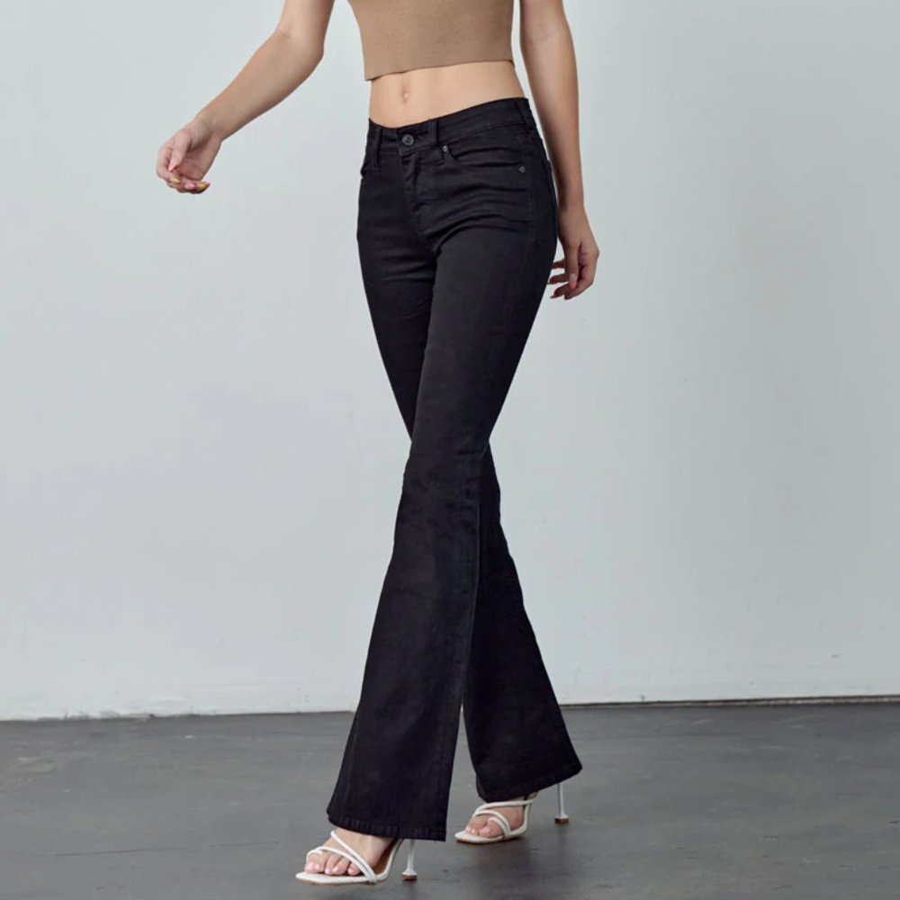KanCan Ilene Mid Rise Flare Jeans Black SZ 30 - Picture 5 of 11